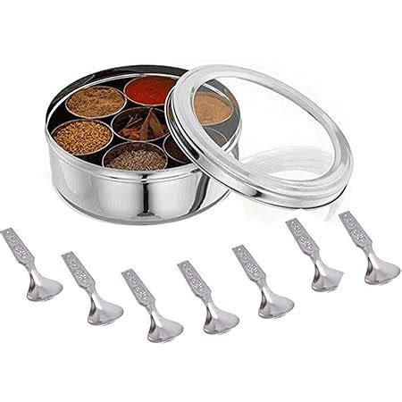 Stainless Steel Spice box with Non Breakable Transparent glass 